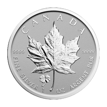 Load image into Gallery viewer, 1 oz 2016 Canadian Maple Leaf Four Leaf Clover Privy Reverse Proof Silver Coin