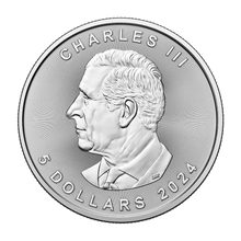 Load image into Gallery viewer, 1 oz 2024 Canadian Maple Leaf King Charles Silver Coin Royal Canadian Mint
