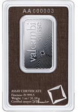 Load image into Gallery viewer, Valcambi Suisse 1oz Platinum Bar in Assay Card