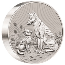 Load image into Gallery viewer, 10 oz .999 Silver Austalian Mint Mother Dingo and Pup