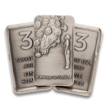 Load image into Gallery viewer, 3 oz ‘A Message to Covid-19’ Cast Bar .9999 – Antiqued Finish