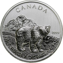 Load image into Gallery viewer, 1 oz 2011 Canadian Grizzly Bear $5 .9999 Silver Coin Royal Canadian Mint