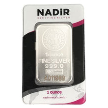 Load image into Gallery viewer, Nadir 1 oz Silver Bar in Assay Card