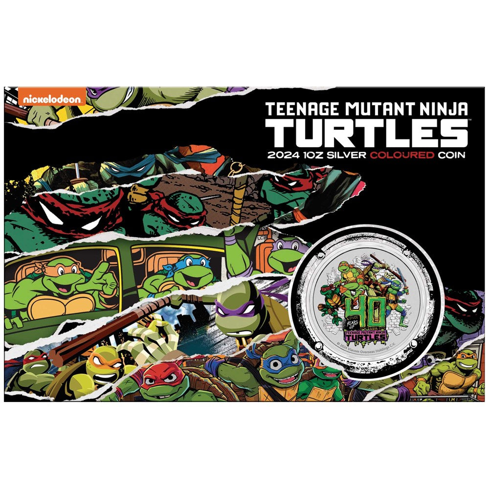 1 oz 2024 40th Anniversary of the Teenage Mutant Ninja Turtles Colourized Silver Coin in Card - Perth Mint