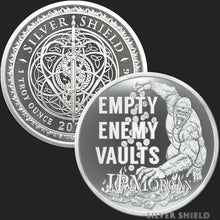 Load image into Gallery viewer, 1 oz Silver Shield Empty Enemy Vaults Silver Round Golden State Mint
