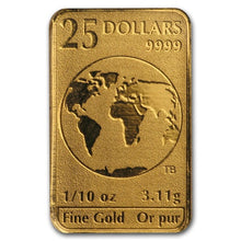 Load image into Gallery viewer, 1996 $25 ( 1/10 oz ) 99.99% Pure Gold - Global Trade Bar (Bullion)
