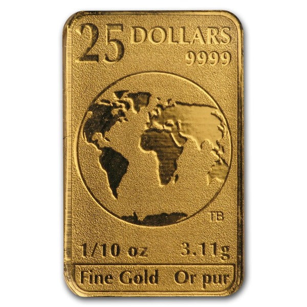 1996 $25 ( 1/10 oz ) 99.99% Pure Gold - Global Trade Bar (Bullion)