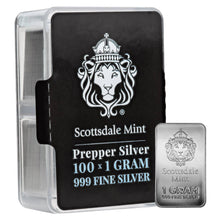 Load image into Gallery viewer, Scottsdale Prepper 1 Gram Silver .999 Bar (Every purchase of 100 units comes with acrylic case)
