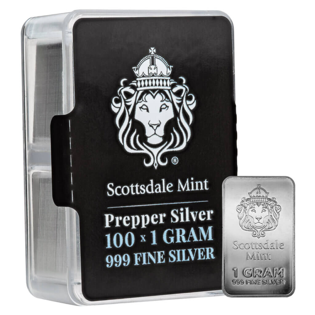 Scottsdale Prepper 1 Gram Silver .999 Bar (Every purchase of 100 units comes with acrylic case)