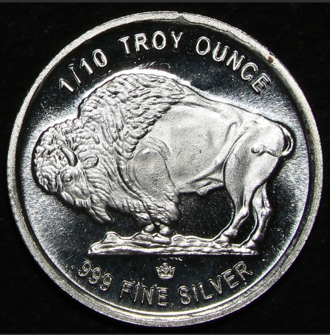 1/10 oz  Buffalo Fractional Silver Round