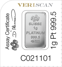 Load image into Gallery viewer, 1 gram Platinum Bar - PAMP Suisse (In Assay)
