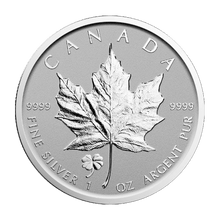 Load image into Gallery viewer, 1 oz 2016 Canadian Maple Leaf Four Leaf Clover Privy Reverse Proof Silver Coin
