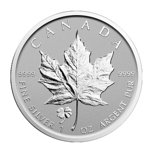 1 oz 2016 Canadian Maple Leaf Four Leaf Clover Privy Reverse Proof Silver Coin