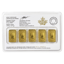 Load image into Gallery viewer, 1/2 oz (5 x 1/10 oz) Random Year Legal Tender Gold Bar Royal Canadian Mint
