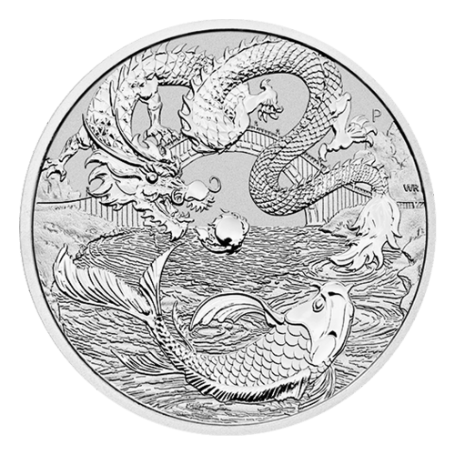 1 oz 2023 Chinese Myths and Legends Dragon and Koi Silver Coin Perth Mint