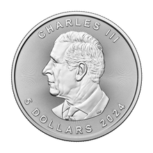 Load image into Gallery viewer, 1 oz 2024 Canadian Maple Leaf King Charles Silver Coin Royal Canadian Mint
