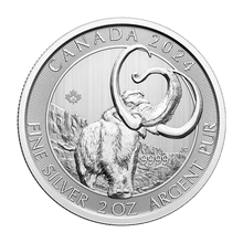 Load image into Gallery viewer, 2 oz 2024 Ice Age: Woolly Mammoth Silver Coin Royal Canadian Mint
