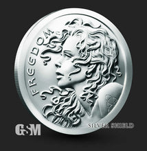 Load image into Gallery viewer, 1 oz Silver Shield Freedom Girl Silver Round Golden State Mint
