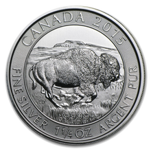 Load image into Gallery viewer, 2015 1.25 oz $8 Canadian Silver Bison Coin
