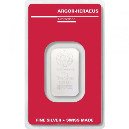 SILVER BARS 10 GRAM ARGOR-HERAEUS