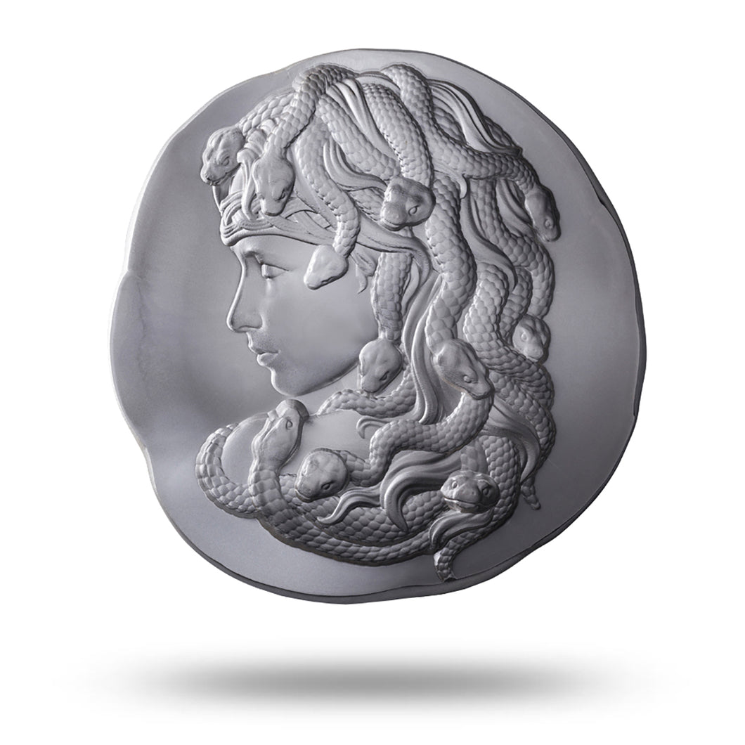 Argentia Silver ‘Ancient Greek Medusa’ Round, 10 oz .9999 – Matte Finish