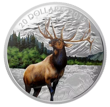 Load image into Gallery viewer, 1 oz. Fine Silver Coloured Coin - Majestic Elk - Mintage: 6,500 (2015)
