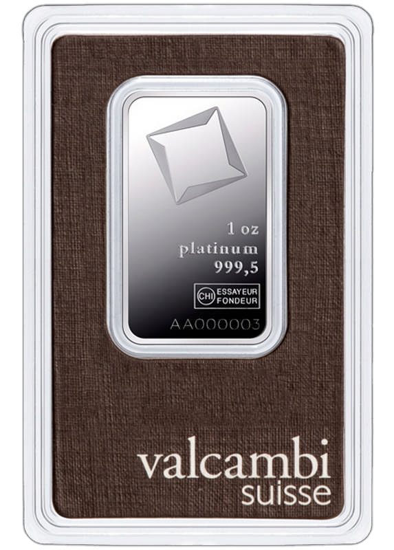 Valcambi Suisse 1oz Platinum Bar in Assay Card