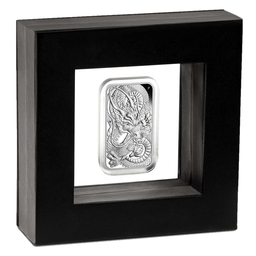 AUSTRALIAN DRAGON – 2021 1 OZ PURE SILVER PROOF RECTANGULAR COIN – PERTH MINT