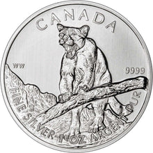 Load image into Gallery viewer, 2012 1 oz Silver Royal Canadian Mint Cougar - Wildlife Series
