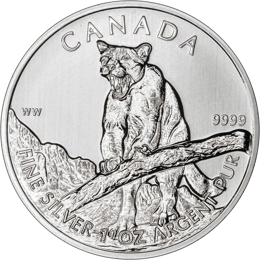 2012 1 oz Silver Royal Canadian Mint Cougar - Wildlife Series