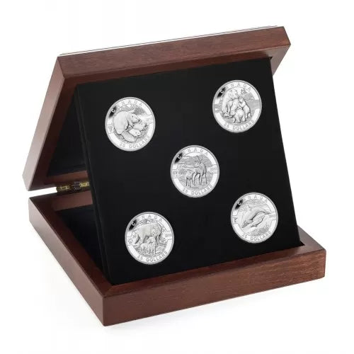 2013 Canadian $25 O Canada Series - 1 oz Fine Silver 5-Coin Set