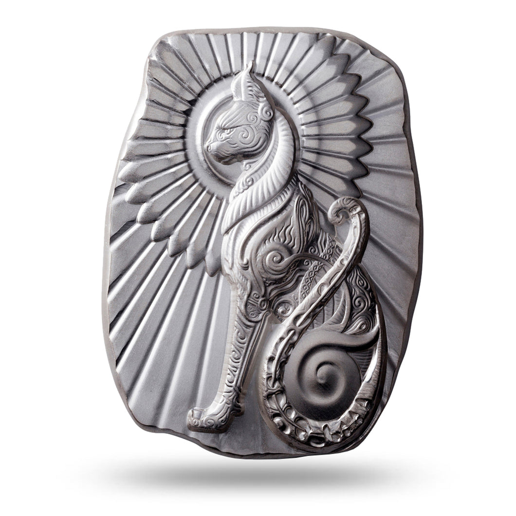 Argentia Silver ‘Egyptian Cat’ Bar, 5 oz .9999 – Matte Finish