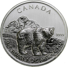 Load image into Gallery viewer, 1 oz 2011 Canadian Grizzly Bear $5 .9999 Silver Coin Royal Canadian Mint
