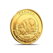 Load image into Gallery viewer, 2015 $10 Canadian Polar Bear and Cub 1/4 oz Gold Coin
