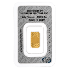 Load image into Gallery viewer, 1 gram Gold Bar | Sunshine Minting
