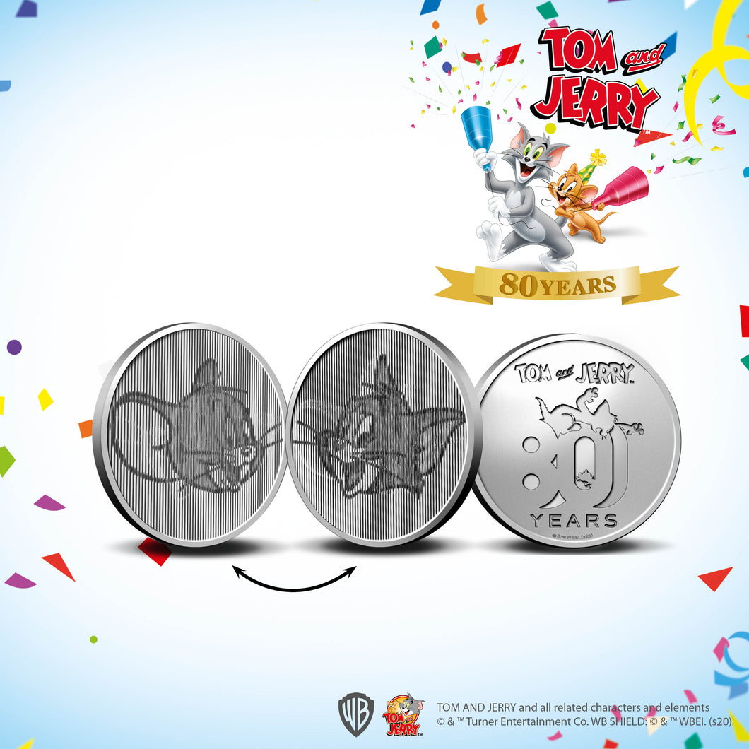 Limited Tom & Jerry 80th Anniversary Lenticular Medal 999 Silver 1 oz Round